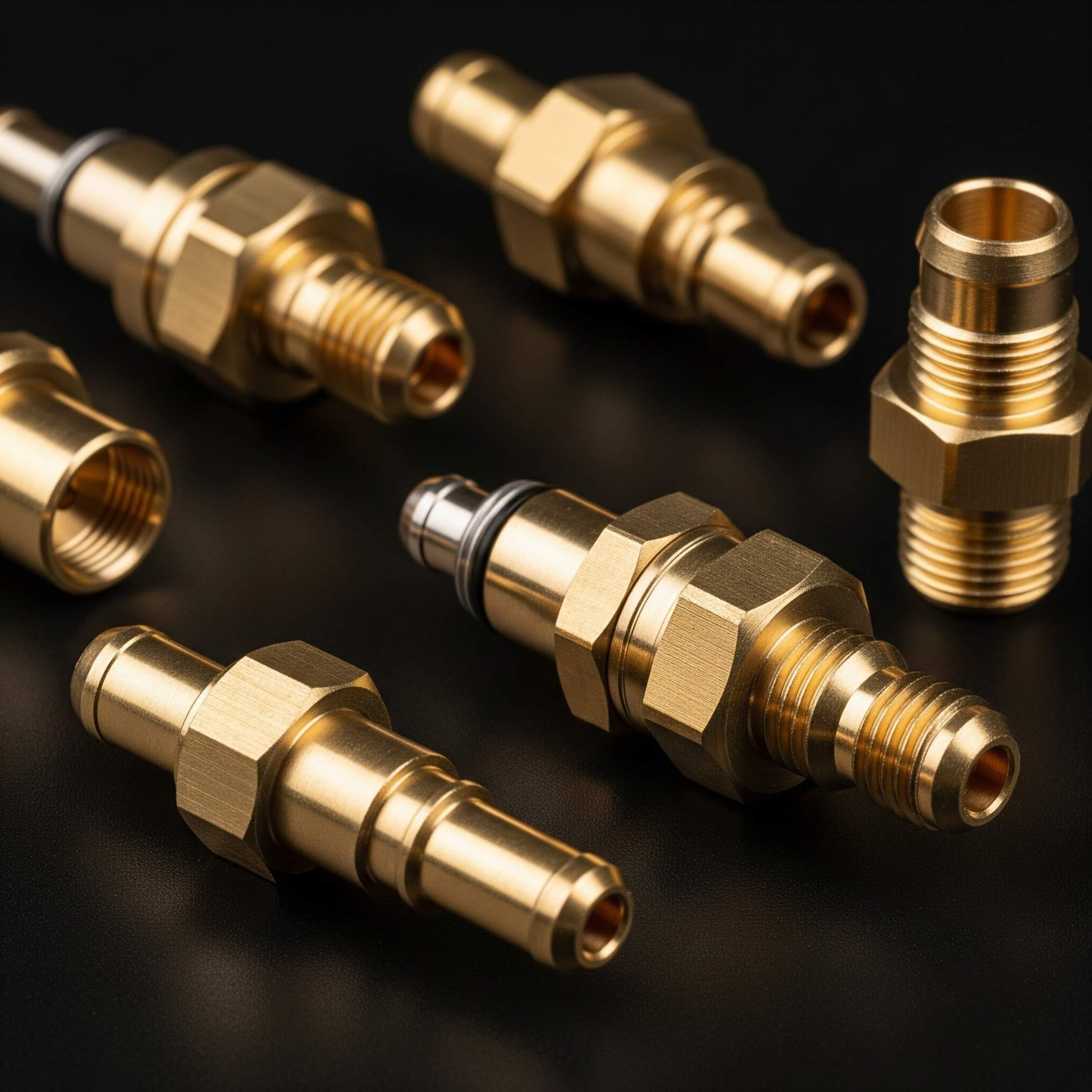 Precision brass parts used in automotive sensors, fuel systems, and fittings.